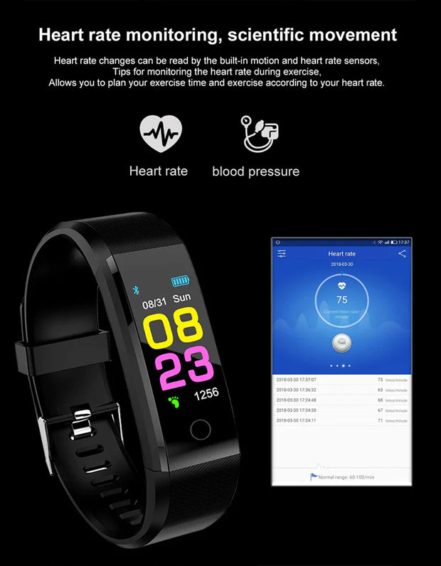 Fitness Smart Watch Activity Tracker Heart Rate For Women Men Oxygen BP Monito